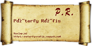 Péterfy Ráfis névjegykártya