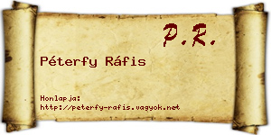 Péterfy Ráfis névjegykártya